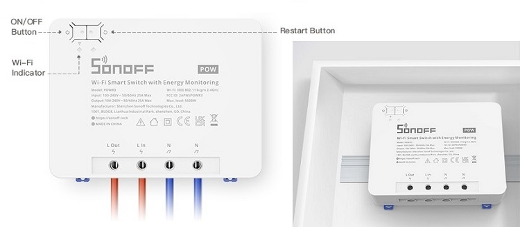 SONOFF PowR3 Smart 1-Channel Wi-Fi Switch with Electricity Metering