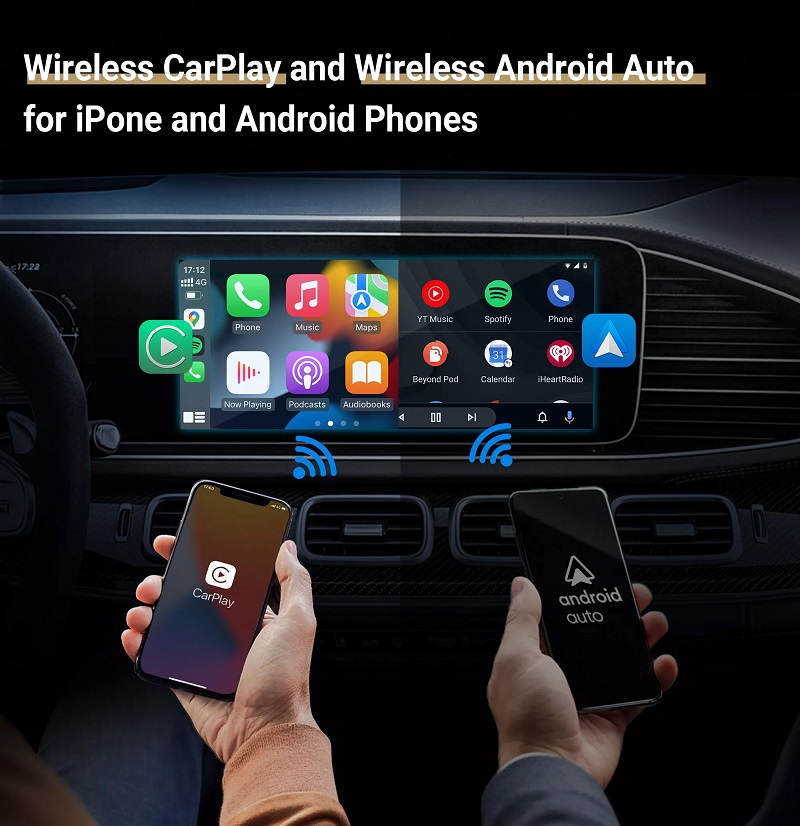 CarPlay bevielis adapteris iPhone ir Android telefonams su multimedijos grotuvu