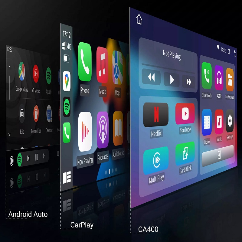 CarPlay bevielis adapteris iPhone ir Android telefonams su multimedijos grotuvu