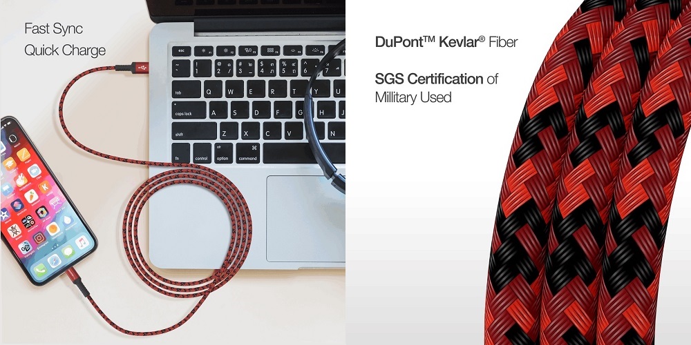 Кабель премиум-класса с сертификацией MFI USB - Lightning (красный, 1.2м)