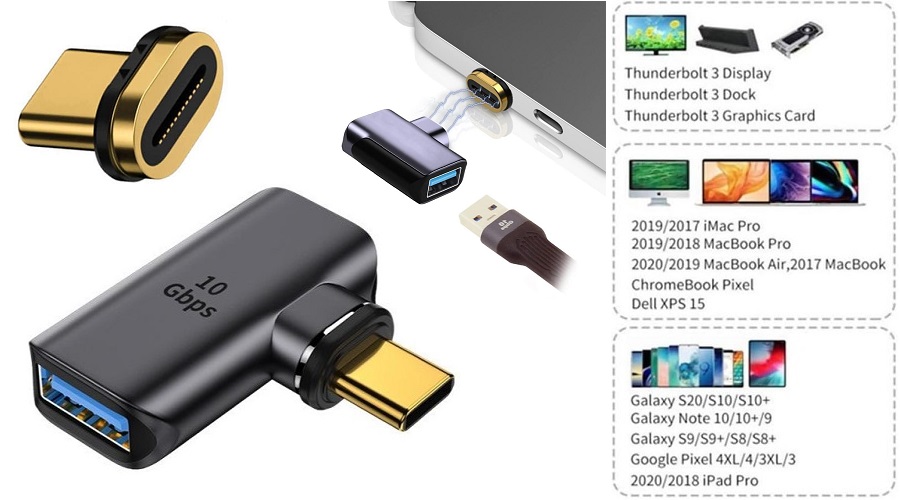 Magnetinis adapteris USB Type-C - USB 3.1 Type-A, 10Gbps