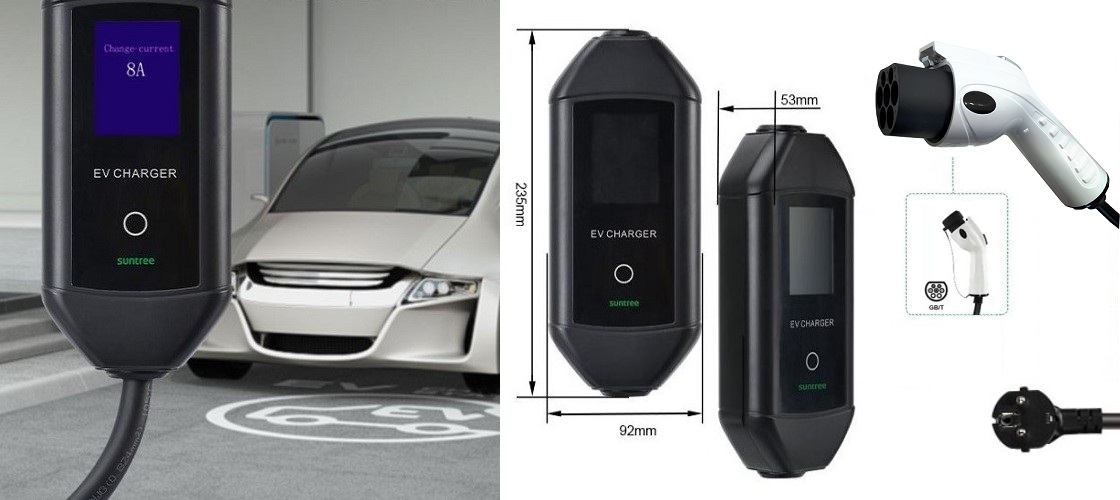 Elektromobilio nešiojamas įkroviklis GB/T - Schuko (220V), 6-16A, 3.5kW, 1-fazis, 5m