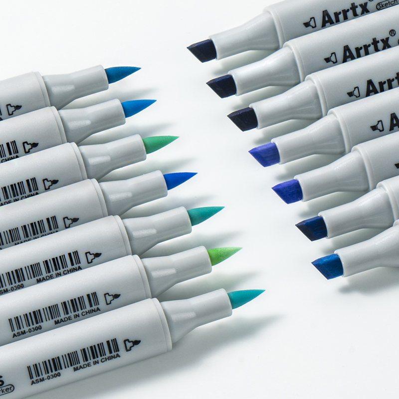Dvipusiai markeriai - flomasteriai ARRTX Oros, 24 spalvų, mėlyno atspalvio